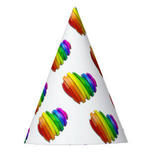SlipperyJoe's pride heart shape multiple horizonta Party Hat
