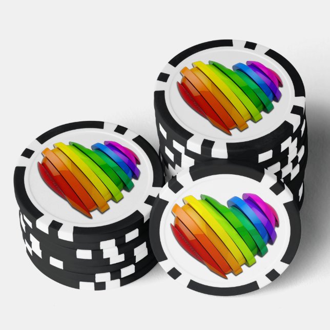 SlipperyJoe's pride heart shape multiple horizonta Poker Chips (Stack)