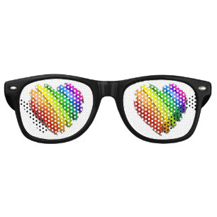 SlipperyJoe's pride heart shape multiple horizonta Retro Sunglasses