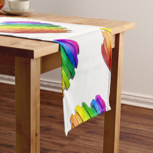 SlipperyJoe's pride heart shape multiple horizonta Short Table Runner (In Situ)