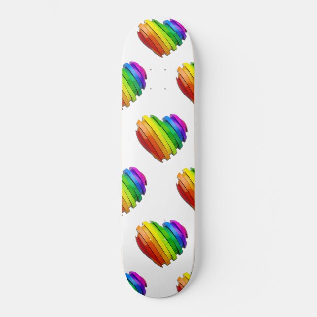 SlipperyJoe's pride heart shape multiple horizonta Skateboard (Front)