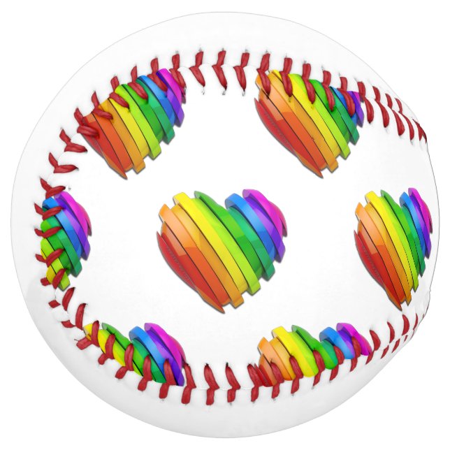 SlipperyJoe's pride heart shape multiple horizonta Softball (Front Left)