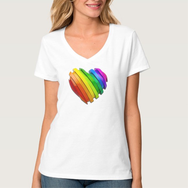 SlipperyJoe's pride heart shape multiple horizonta T-Shirt (Front)