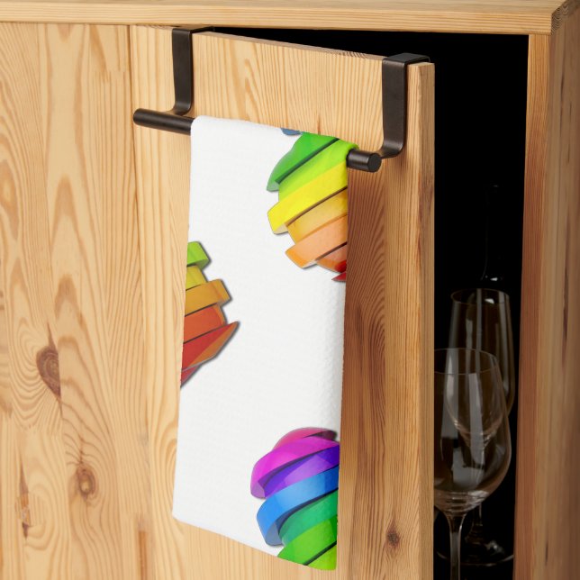 SlipperyJoe's pride heart shape multiple horizonta Tea Towel (Thirds Fold)