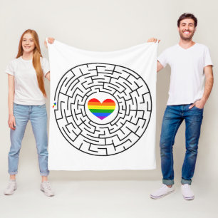 SlipperyJoe's pride maze heart arrow puzzle labyri Fleece Blanket