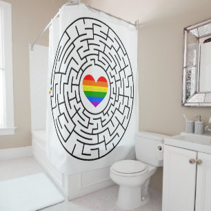 SlipperyJoe's pride maze heart arrow puzzle labyri Shower Curtain