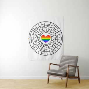 SlipperyJoe's pride maze heart arrow puzzle labyri Tapestry