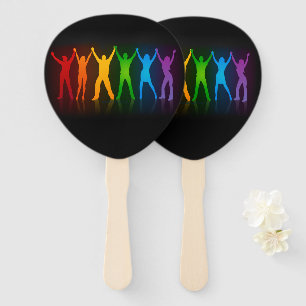 SlipperyJoe's pride people hands silhouette colorf Hand Fan
