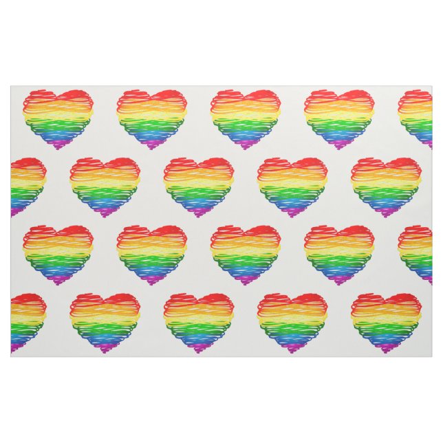 SlipperyJoe's pride scribbled heart shape drawing  Fabric (Yard)