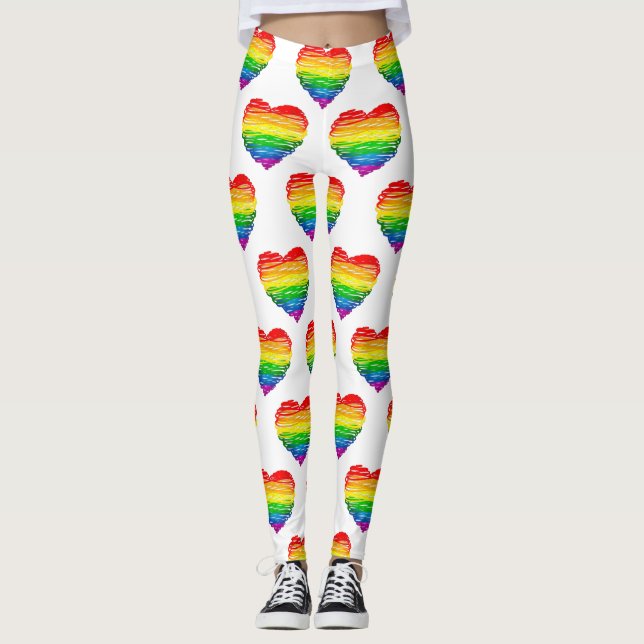 SlipperyJoe's pride scribbled heart shape drawing  Leggings (Front)