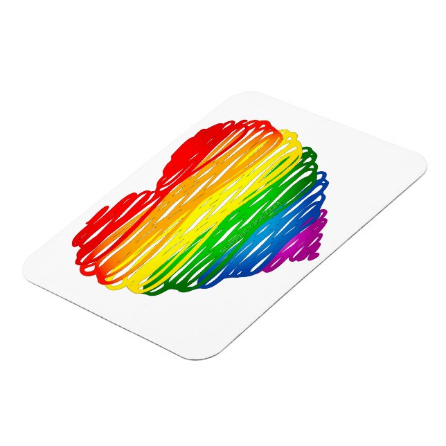 SlipperyJoe's pride scribbled heart shape drawing  Magnet (Left Side)