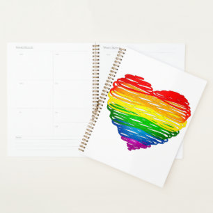 SlipperyJoe's pride scribbled heart shape drawing  Planner