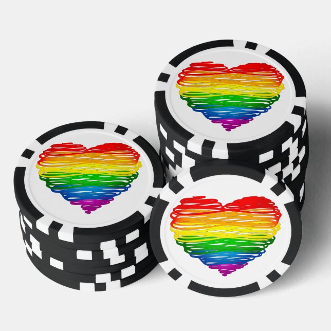 SlipperyJoe's pride scribbled heart shape drawing  Poker Chips (Stack)