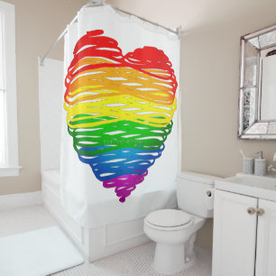 SlipperyJoe's pride scribbled heart shape drawing Shower Curtain