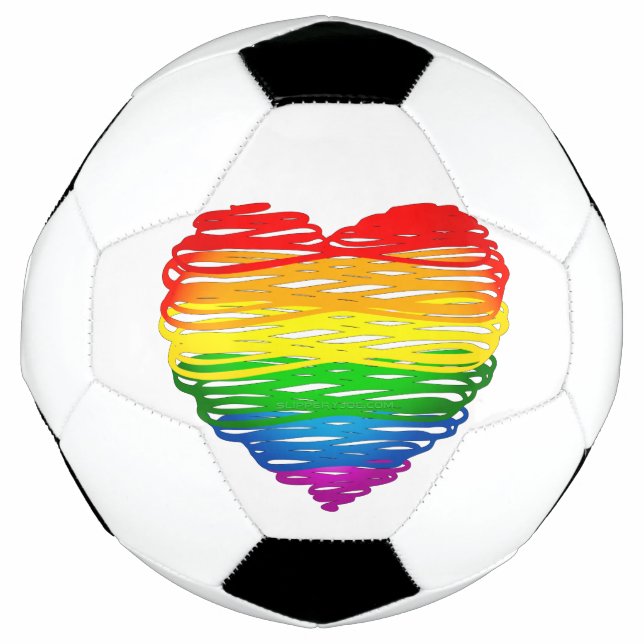 SlipperyJoe's pride scribbled heart shape drawing  Soccer Ball (Front)