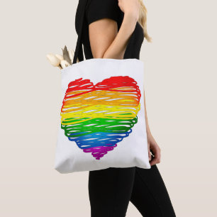 SlipperyJoe's pride scribbled heart shape drawing  Tote Bag