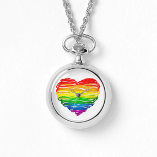 SlipperyJoe's pride scribbled heart shape drawing Watch