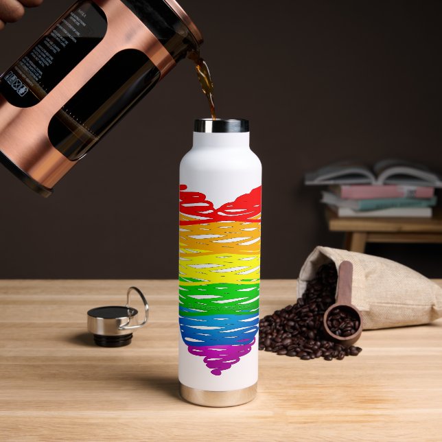 SlipperyJoe's pride scribbled heart shape drawing  Water Bottle (Coffee)