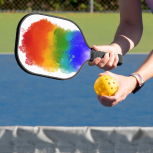 SlipperyJoe's pride splatter rainbow colours vibra Pickleball Paddle