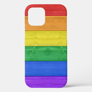 SlipperyJoe's pride wooden flag horizontal rainbow iPhone 12 Pro Case