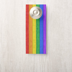 SlipperyJoe's pride wooden flag horizontal rainbow Door Hanger