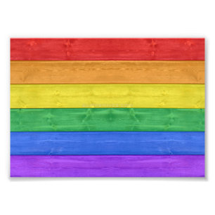 SlipperyJoe's pride wooden flag horizontal rainbow Photo Print