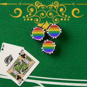 SlipperyJoe's pride wooden flag horizontal rainbow Poker Chips