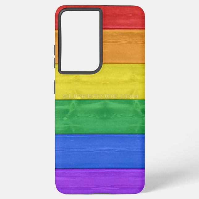SlipperyJoe's pride wooden flag horizontal rainbow Samsung Galaxy S21 Ultra Case (Back)