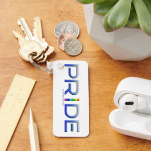SlipperyJoe's pride word metallic letters radiates Key Ring
