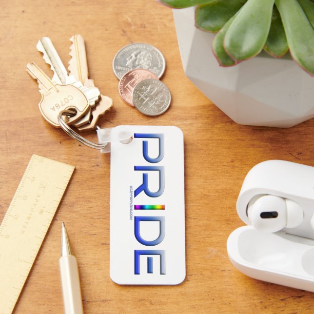 SlipperyJoe's pride word metallic letters radiates Key Ring (Desk)