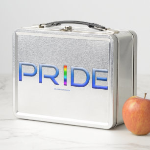 SlipperyJoe's pride word metallic letters radiates Metal Lunch Box