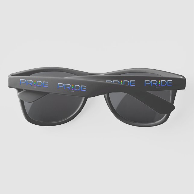 SlipperyJoe's pride word metallic letters radiates Sunglasses (Back)