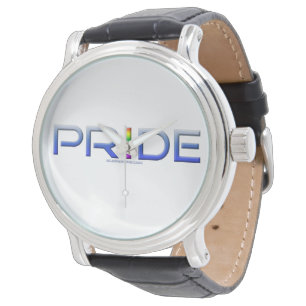 SlipperyJoe's pride word metallic letters radiates Watch