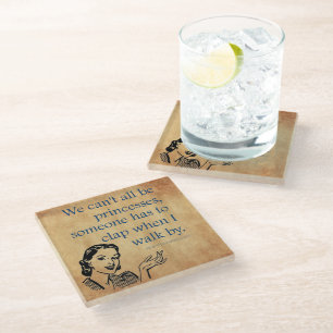 SlipperyJoe's princesses clap vintage poster retro Glass Coaster