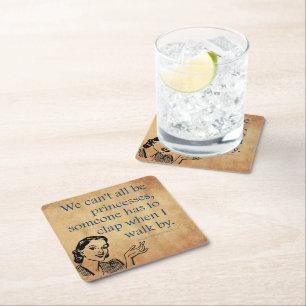 SlipperyJoe's princesses clap vintage poster retro Square Paper Coaster