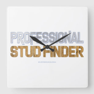 SlipperyJoe's Professional Stud Finder wood 3-D th Square Wall Clock