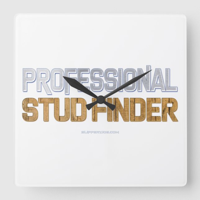 SlipperyJoe's Professional Stud Finder wood 3-D th Square Wall Clock (Front)