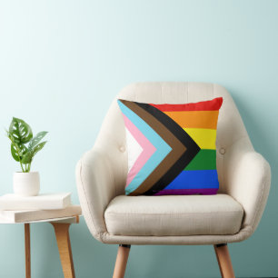 SlipperyJoe's Progress Pride Flag gay gifts LGBTQI Cushion