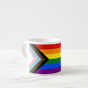 SlipperyJoe's Progress Pride Flag gay gifts LGBTQI Espresso Cup