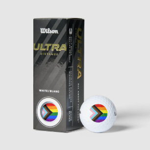 SlipperyJoe's Progress Pride Flag gay gifts LGBTQI Golf Balls