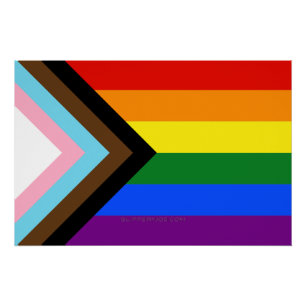 SlipperyJoe's Progress Pride Flag gay gifts LGBTQI Poster