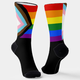 SlipperyJoe's Progress Pride Flag gay gifts LGBTQI Socks