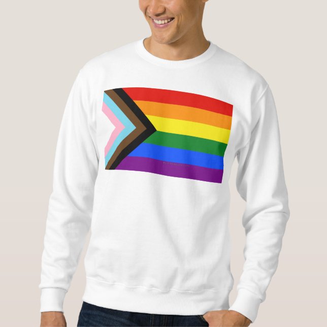 SlipperyJoe's Progress Pride Flag gay gifts LGBTQI Sweatshirt (Front)