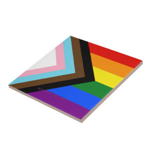 SlipperyJoe's Progress Pride Flag gay gifts LGBTQI Tile