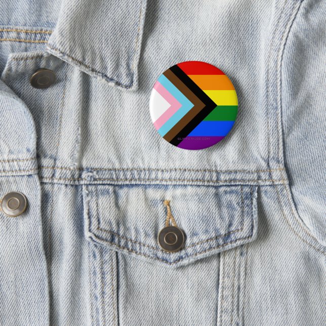 SlipperyJoe's Progress Pride Flag six classic hori 6 Cm Round Badge (In Situ)
