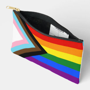 SlipperyJoe's Progress Pride Flag six classic hori Accessory Pouch