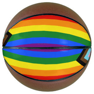 SlipperyJoe's Progress Pride Flag six classic hori Basketball