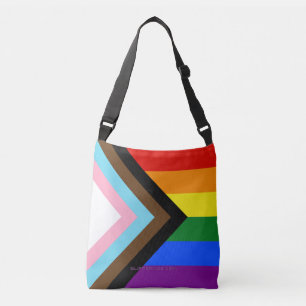 SlipperyJoe's Progress Pride Flag six classic hori Crossbody Bag
