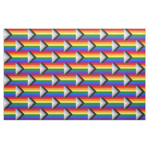 SlipperyJoe's Progress Pride Flag six classic hori Fabric