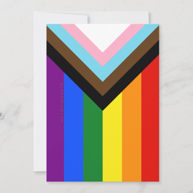 SlipperyJoe's Progress Pride Flag six classic hori Holiday Card (Front)